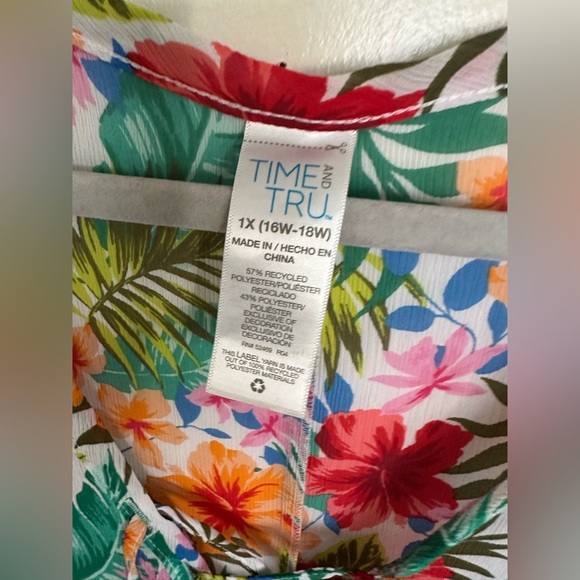 Time and Tru Womens Tropical Multicolor Floral Swim Coverup Swimsuit 1X(16W-18W) - Picture 5 of 9